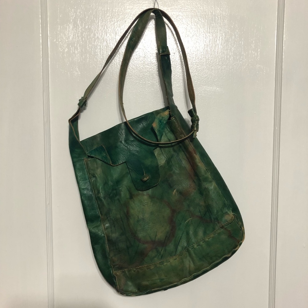 Hand dyed Green Leather Purse